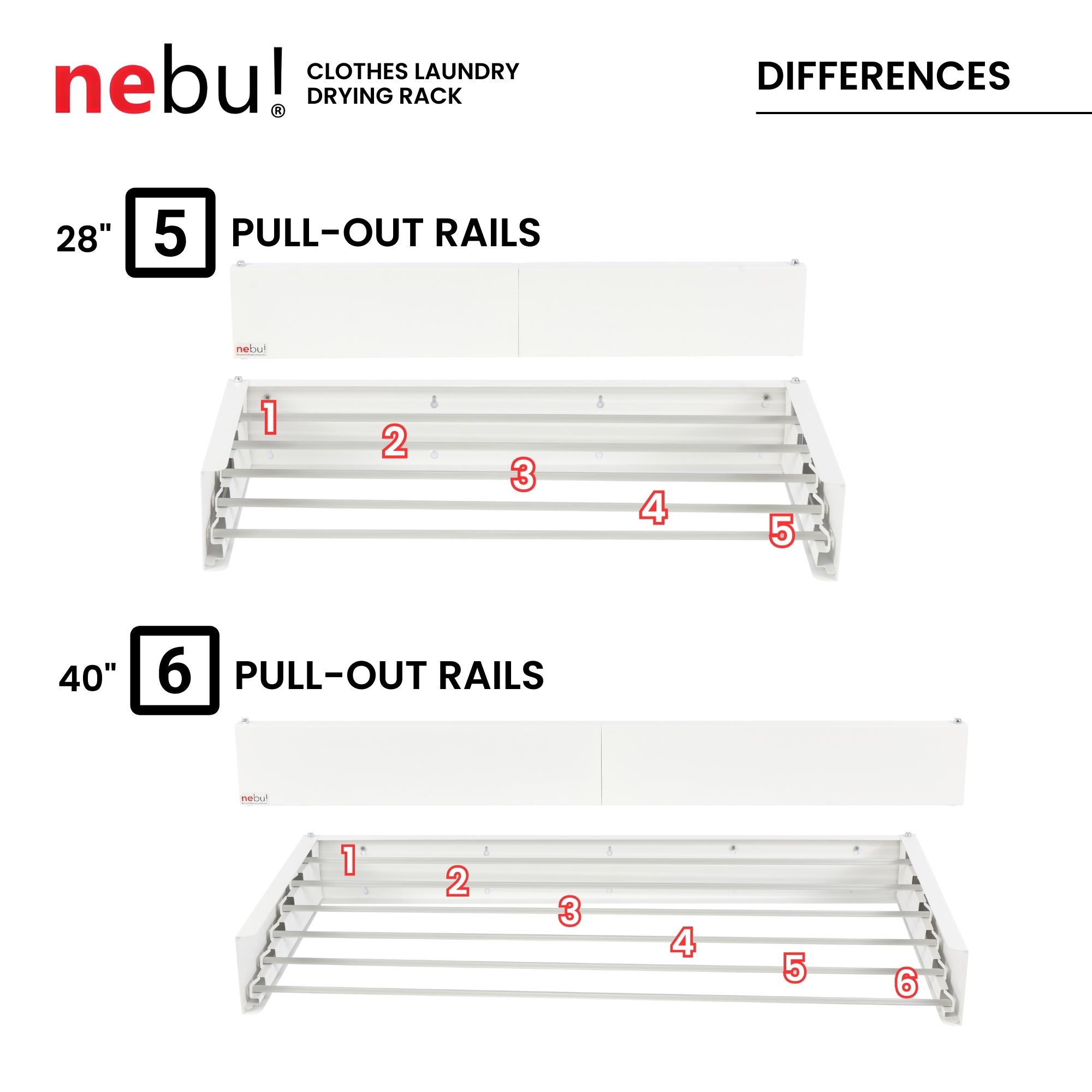 NEBU RETRACTABLE WALL MOUNTED CLOHTES DRYING RACK 28"/70CM-WHITE