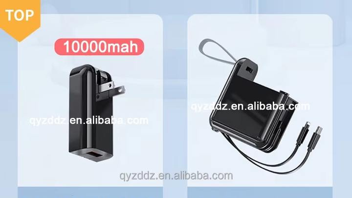 10000mAh 3 in 1 Durable Power Bank With 2 Charge Cable Mobile Power Bank AC Power Bank Customized Manufacturing