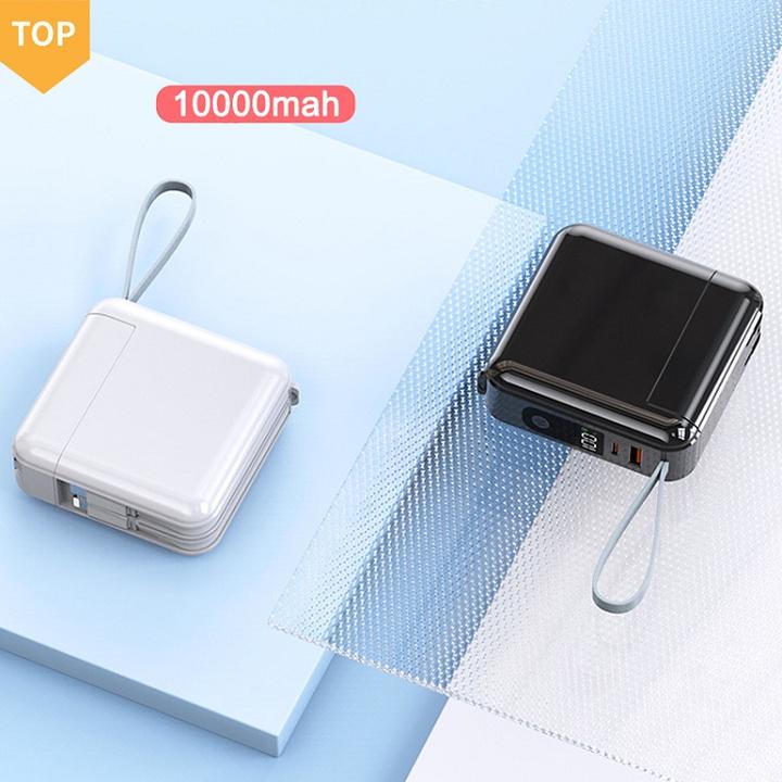 10000mAh 3 in 1 Durable Power Bank With 2 Charge Cable Mobile Power Bank AC Power Bank Customized Manufacturing