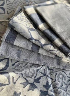 SET OF 5 CEMENT TILE TEA TOWELS - XL - 100% COTTON