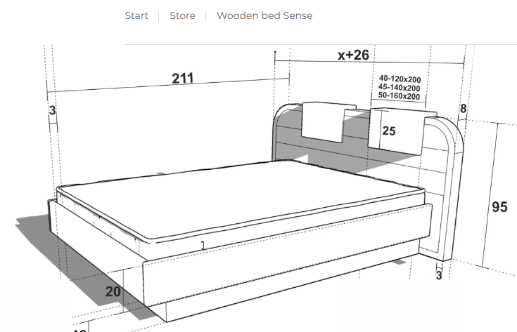 Wooden bed Sense