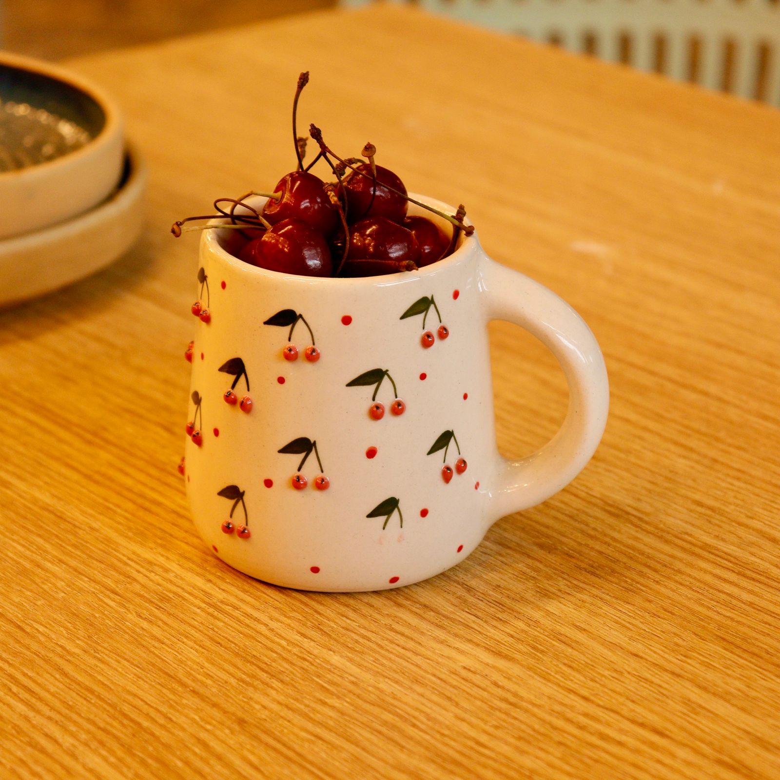 Khan Studio Ceramic Red Cherry Mugs