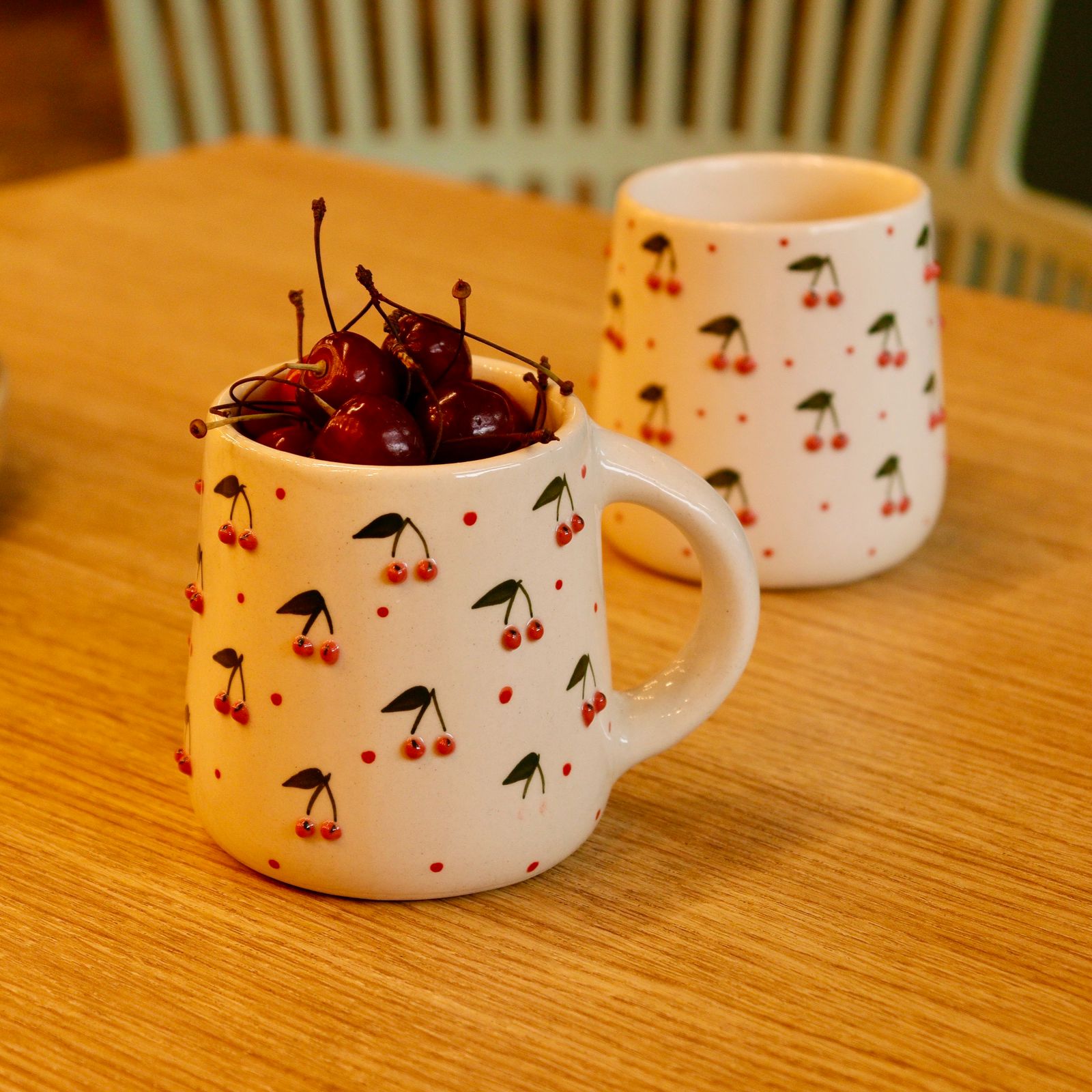 Khan Studio Ceramic Red Cherry Mugs