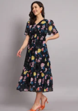 Georgette Party Wear Plain Maxi Dress