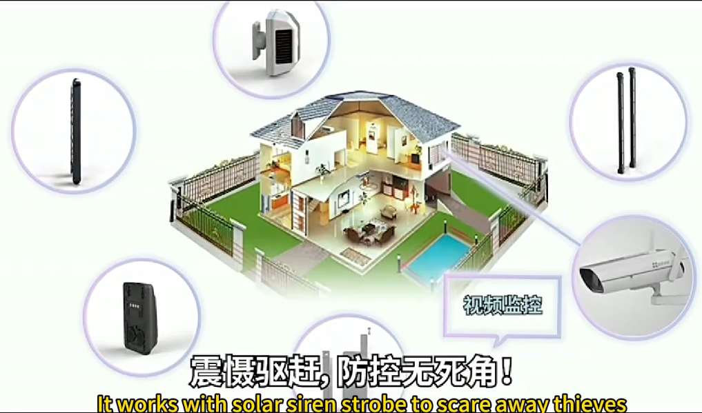 Break in alert outdoor theft proof solar power wireless app alarm receiver