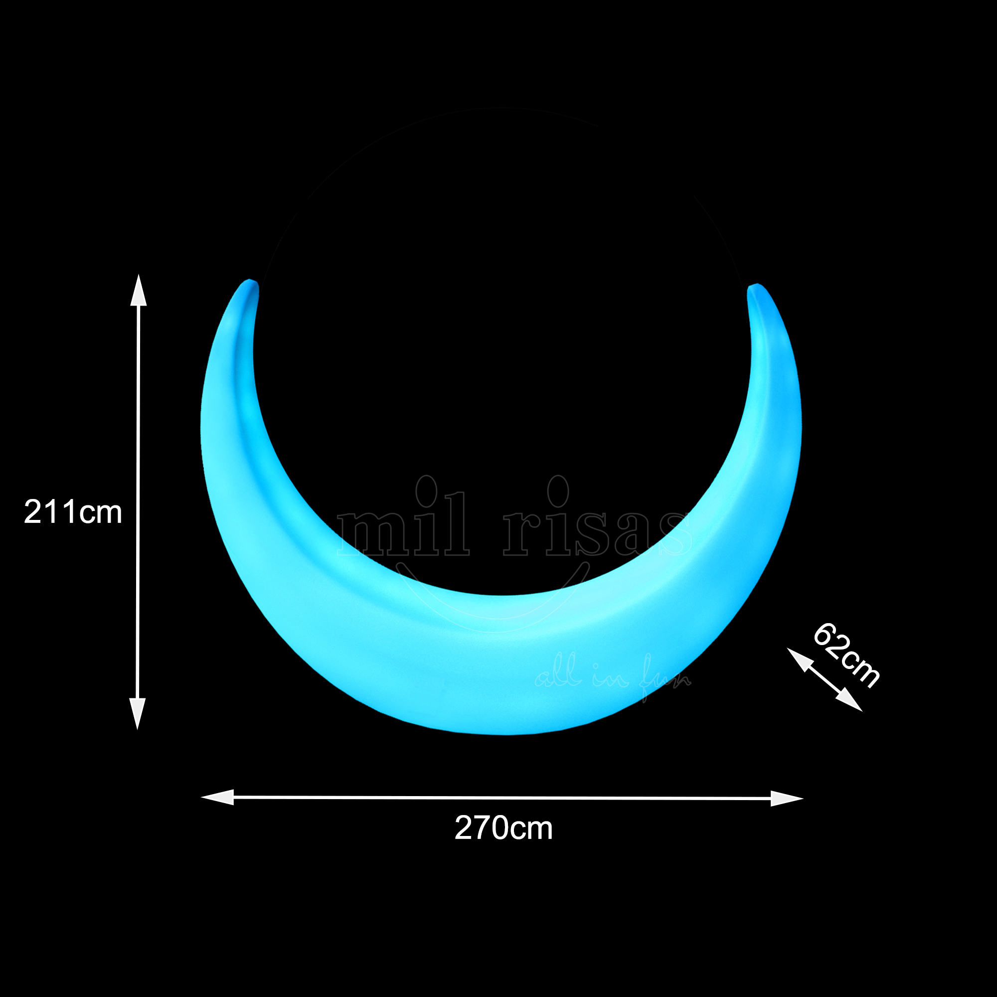 Half Moon Shape Garden Hanging Chair With LED Lights