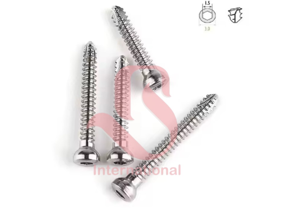 Cortical Screws Stainless Steel Orthopedic Veterinary Bone Screws – Sizes: 1.5 mm, 2.0 mm, 2.7 mm, 3.5 mm, 4.5 mm | Various Lengths Available
