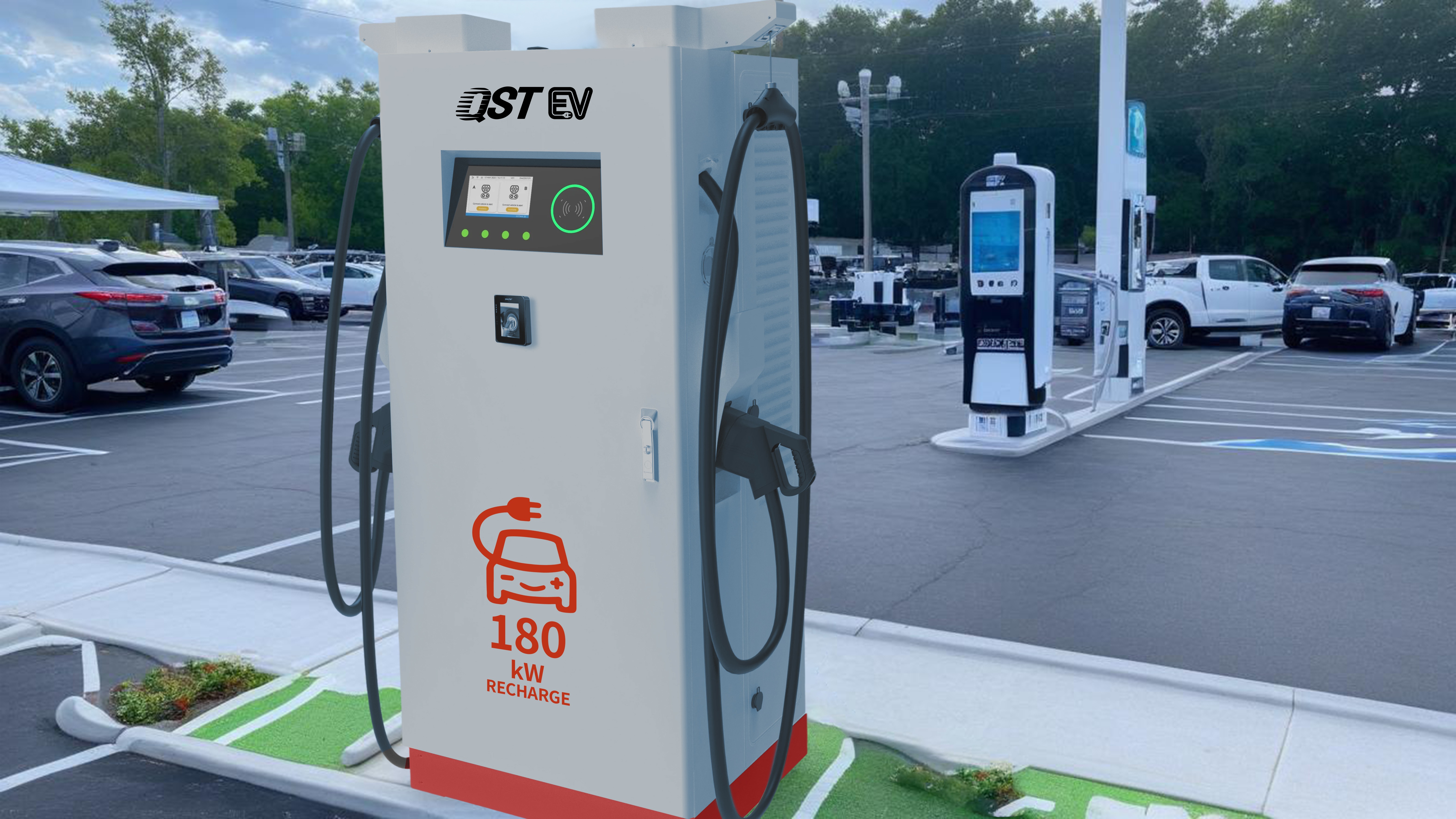 QSTEV-AI-DCBLK Fast DC charging (120 to 240kW) Double Gun with Fix balancing cable system, Safe, compact, and user-friendly
