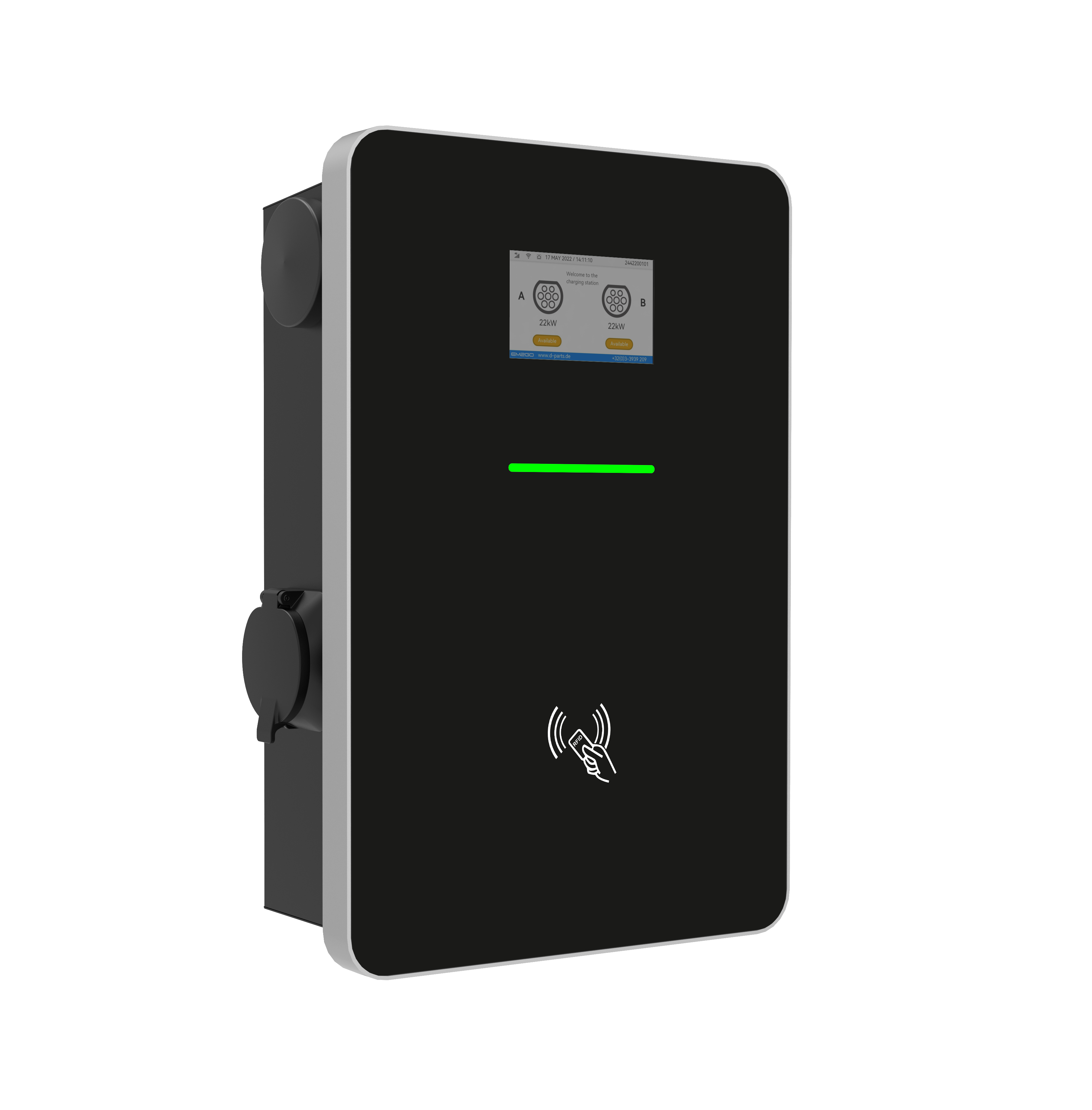 QSTEV-AI-CDDS Public Series Dual EV Charger Wallbox 14KW/22KW/44KW with Sockets Type2