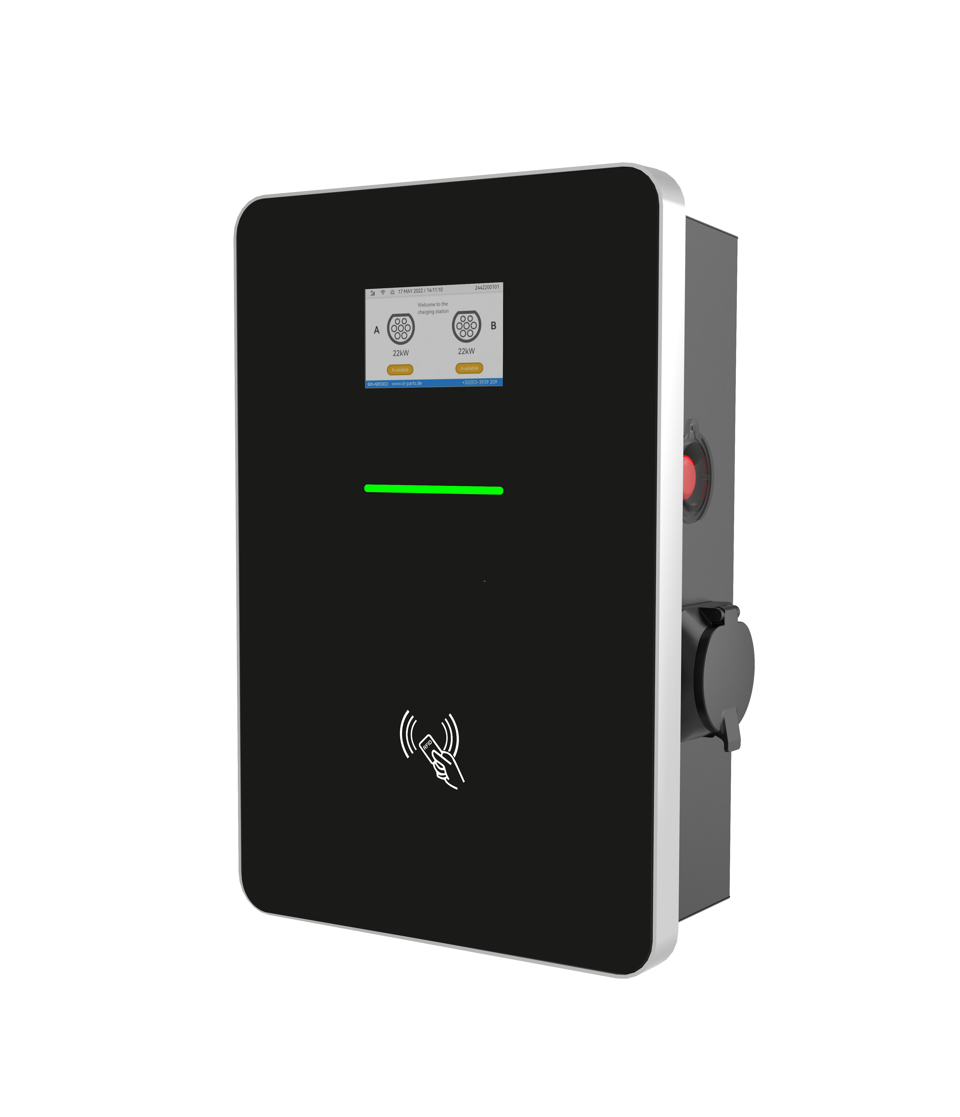 QSTEV-AI-CDDS Public Series Dual EV Charger Wallbox 14KW/22KW/44KW with Sockets Type2