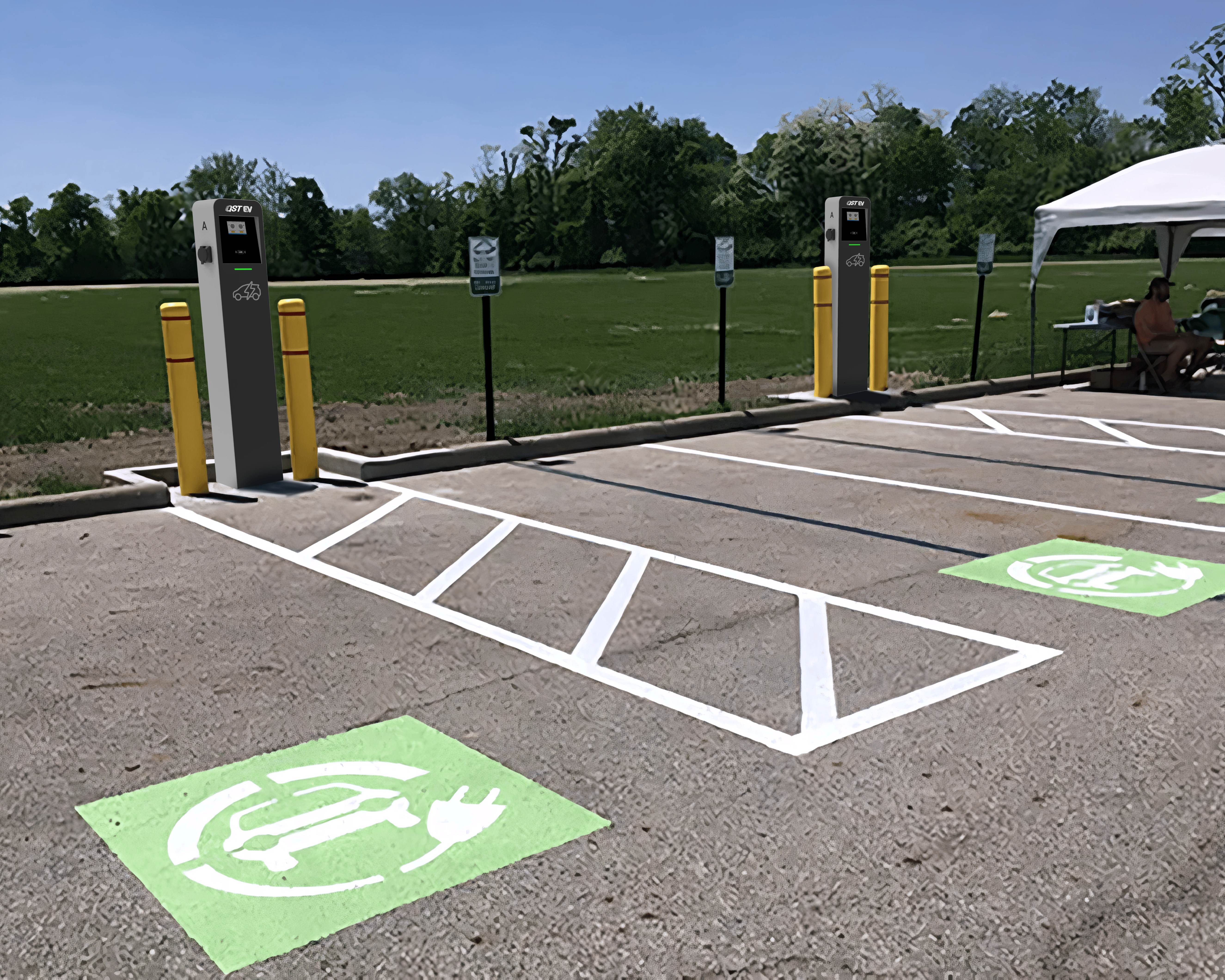 QSTEV-AI-CDRDT Twin Pedestal Public Series EV AC charger