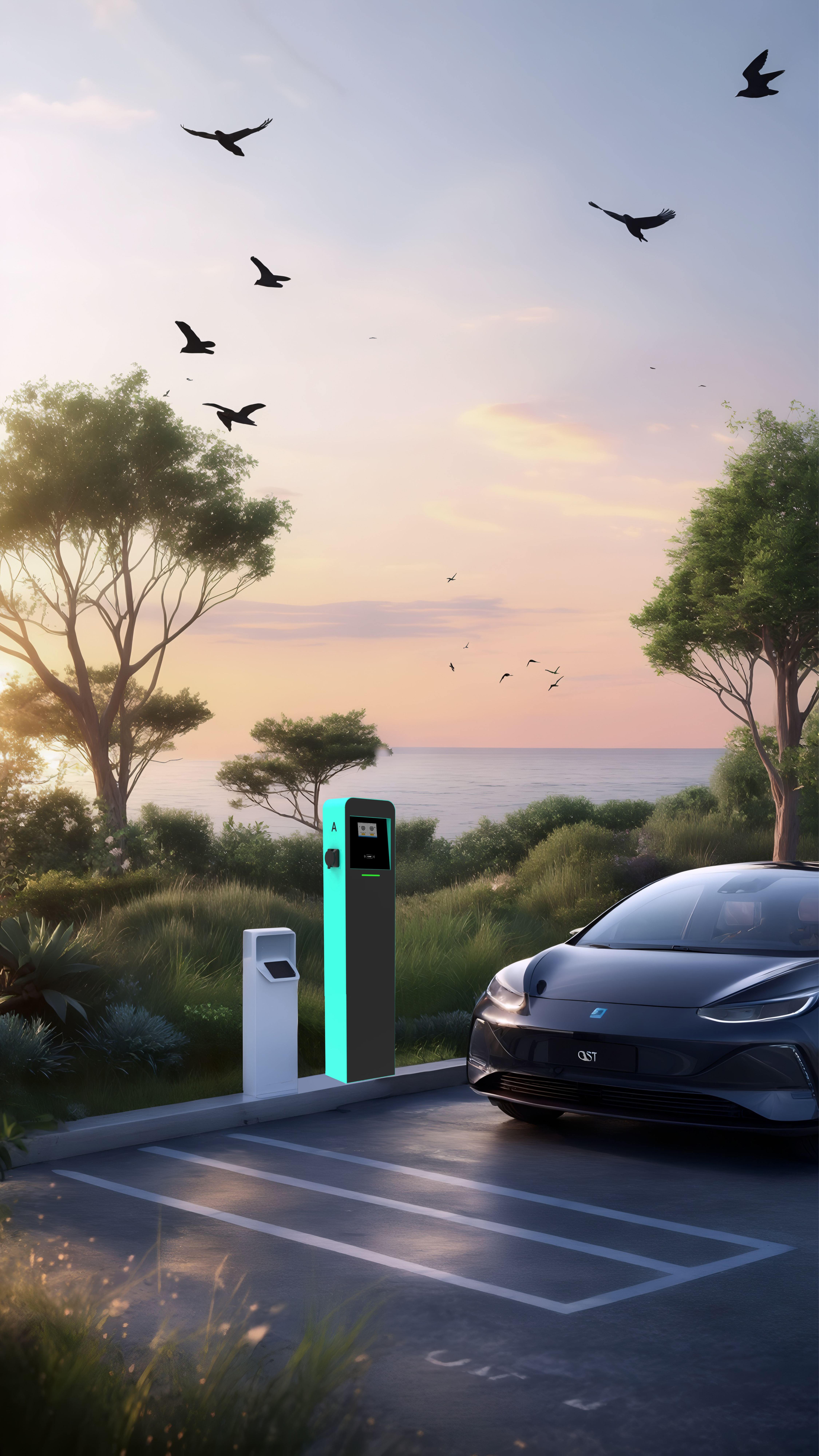 QSTEV-AI-CDRDT Twin Pedestal Public Series EV AC charger