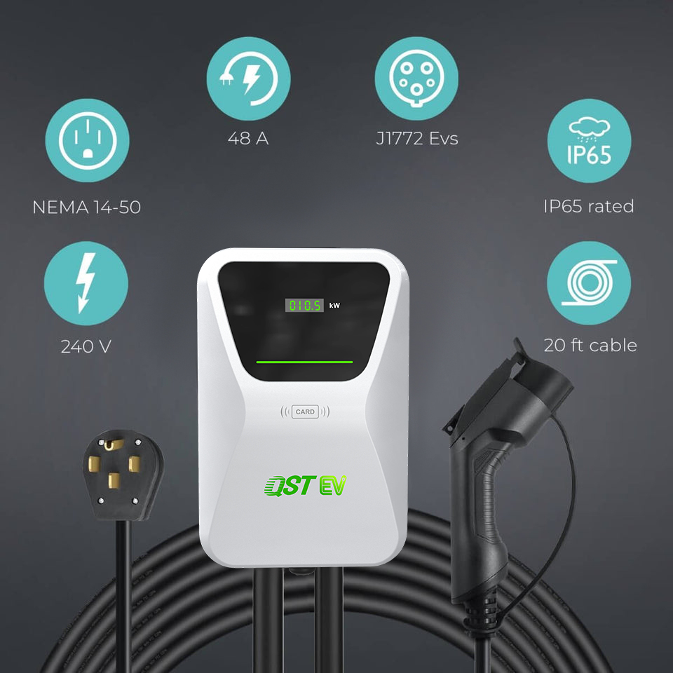 QSTEV-AI-FLS Type 2 22kW EV Home Intelligent Charging LED with DLM