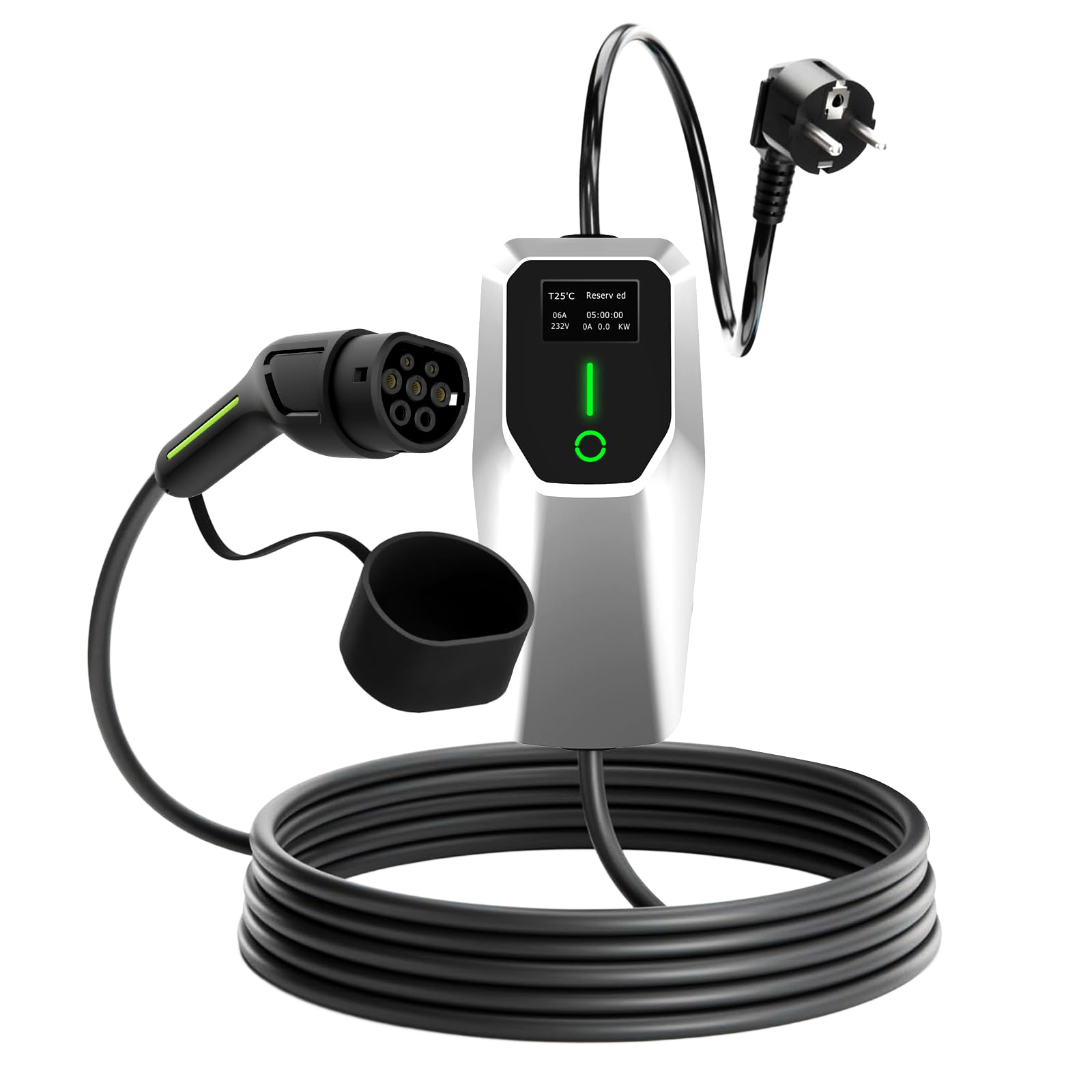 QSTEV-AI-PO: Portable 3.68 kW EV Charger with LCD Display