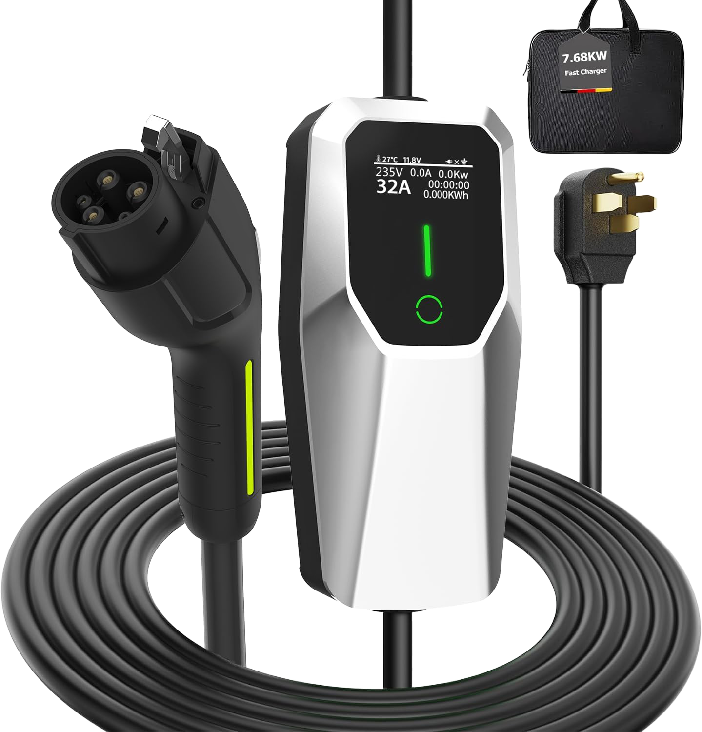 QSTEV-AI-PO-US Portable Electric Vehicle Charger Level 2 with J1772 Connector