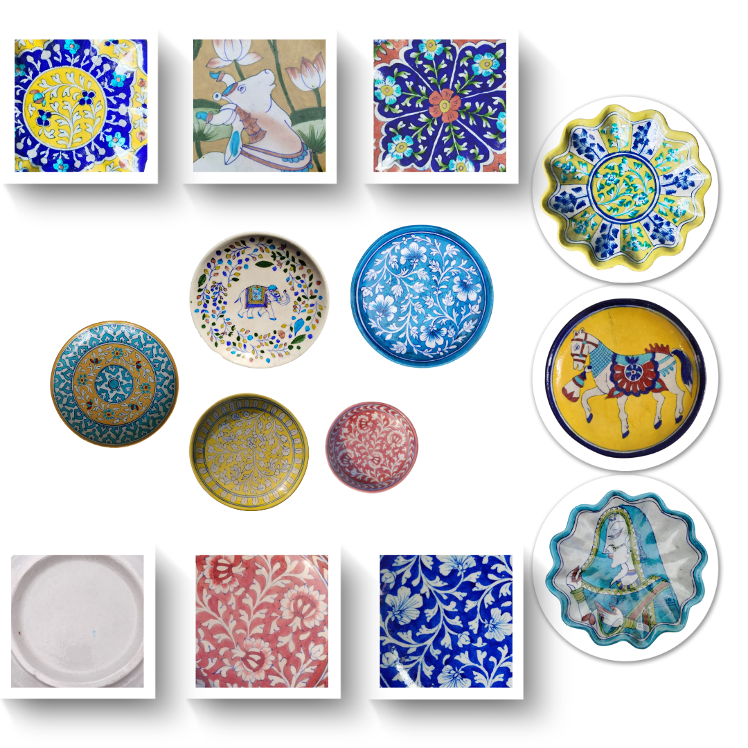 Blue Pottery Ceramic Decor Plates
