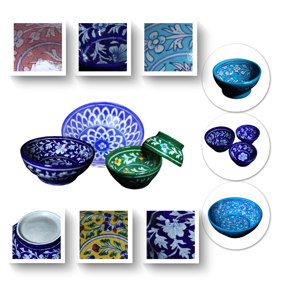 Ceramic Blue Pottery Serving Bowls