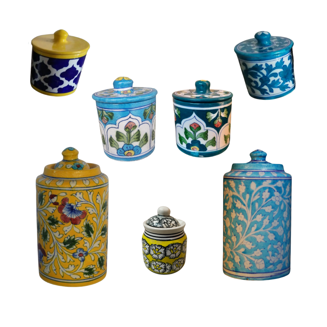 Ceramic Blue Pottery Storage Jars