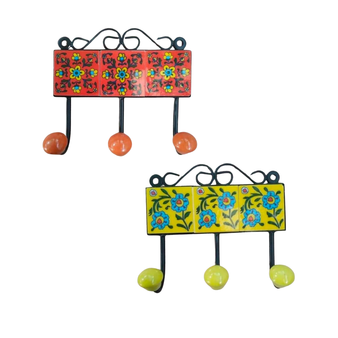 Blue Pottery Ceramic Storage Hooks