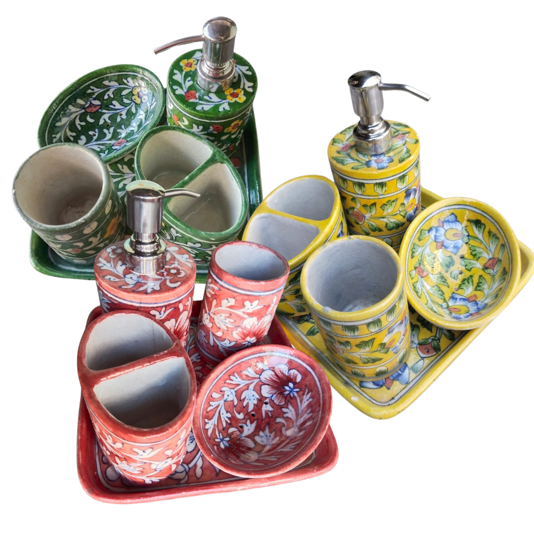 Blue Pottery Ceramic Toiletry Holders