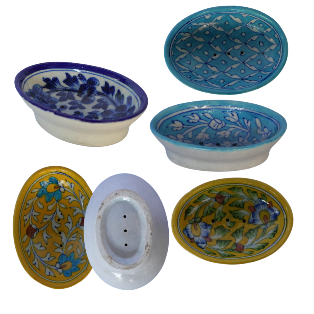 Blue Pottery Ceramic Soap Dish