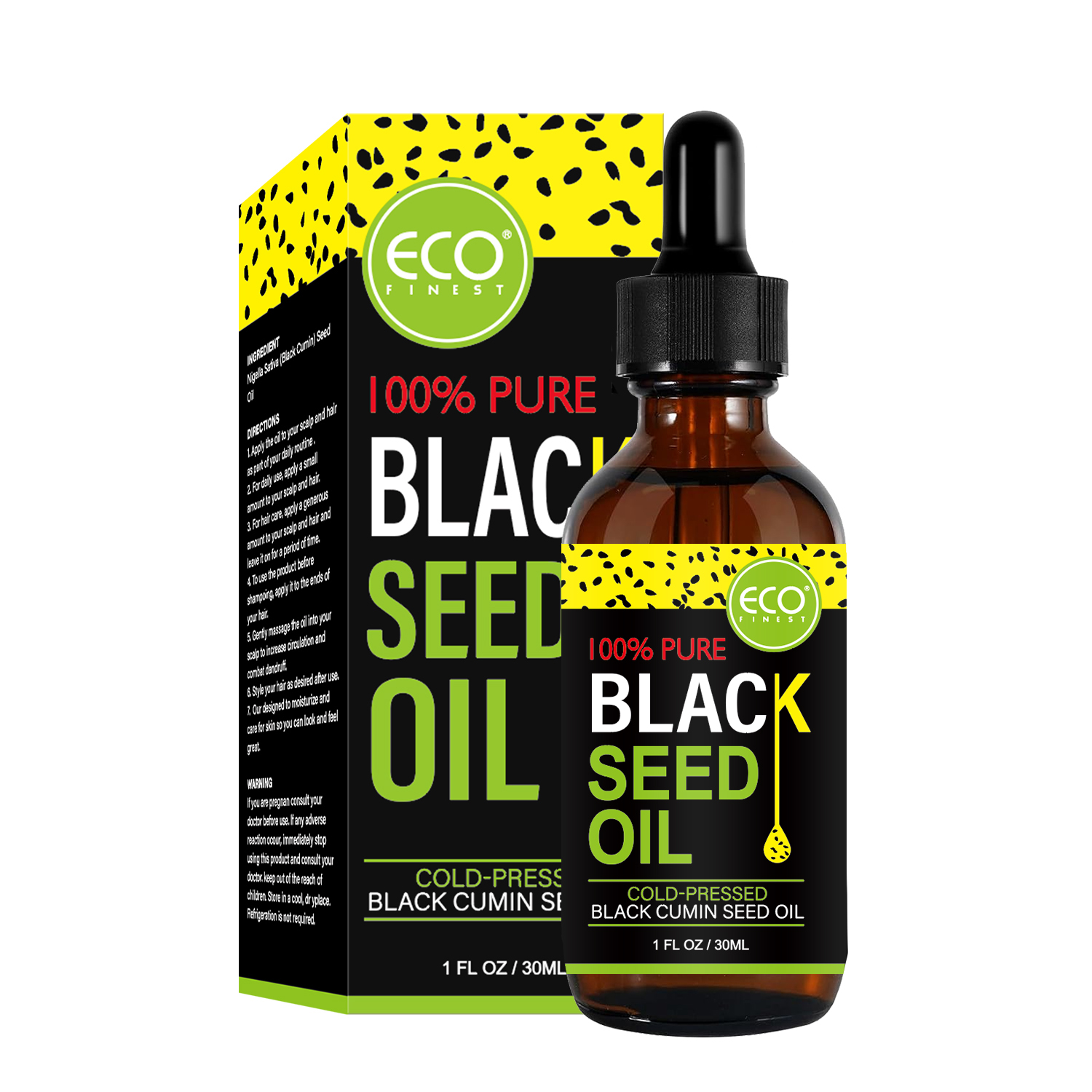 Organic Cold-Pressed 100% Natural Premium Quality Pure Black Seed Oil for Hair Skin Care 30ml Cosmetic Grade Tea Leaf -916040