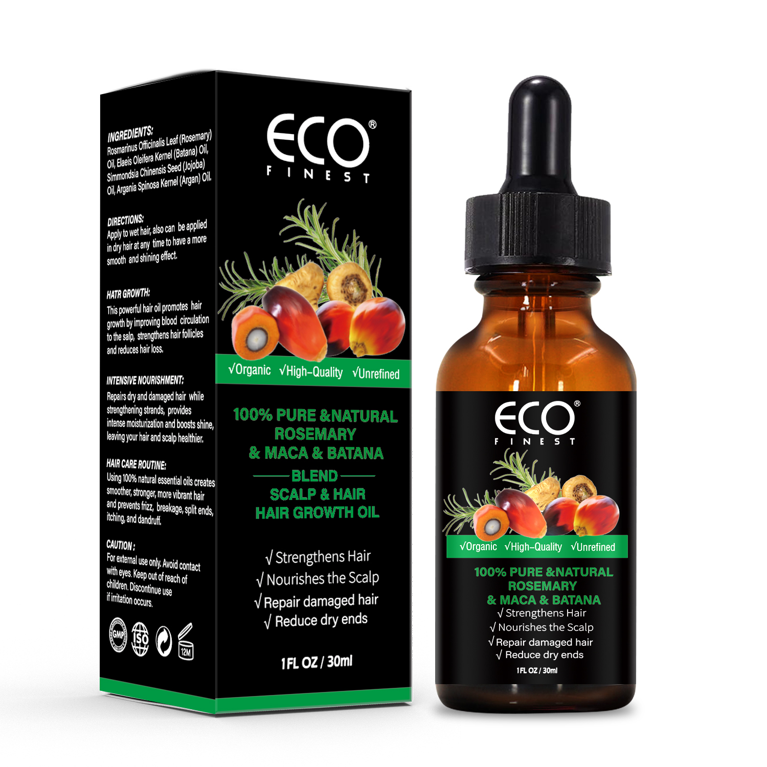 Organic Natural Batana Oil for Hair Care Enhances Thickness Fullness Health for All Hair Types for Dry or Damaged Hair