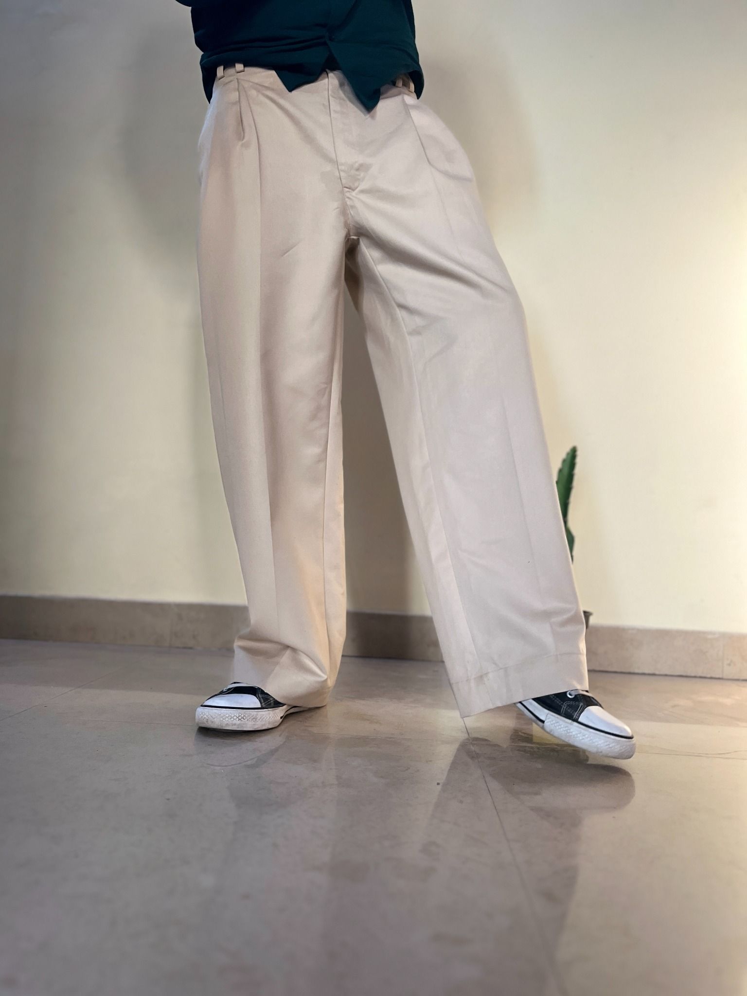Indian Manufacturer | Tailored Wide-Leg Trousers – Beige | Premium Cotton Pants at Wholesale Prices
