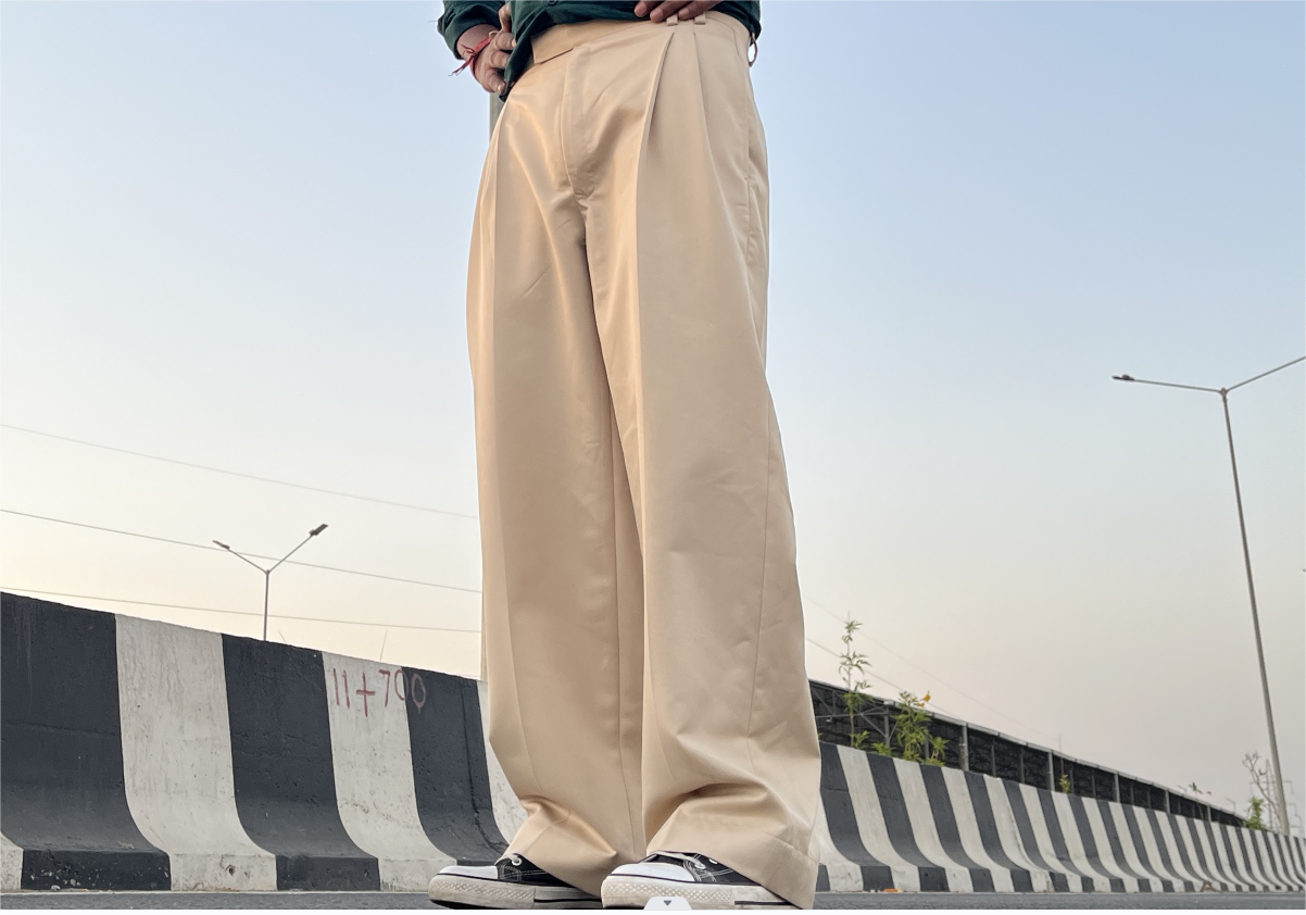 Indian Manufacturer | Tailored Wide-Leg Trousers – Beige | Premium Cotton Pants at Wholesale Prices