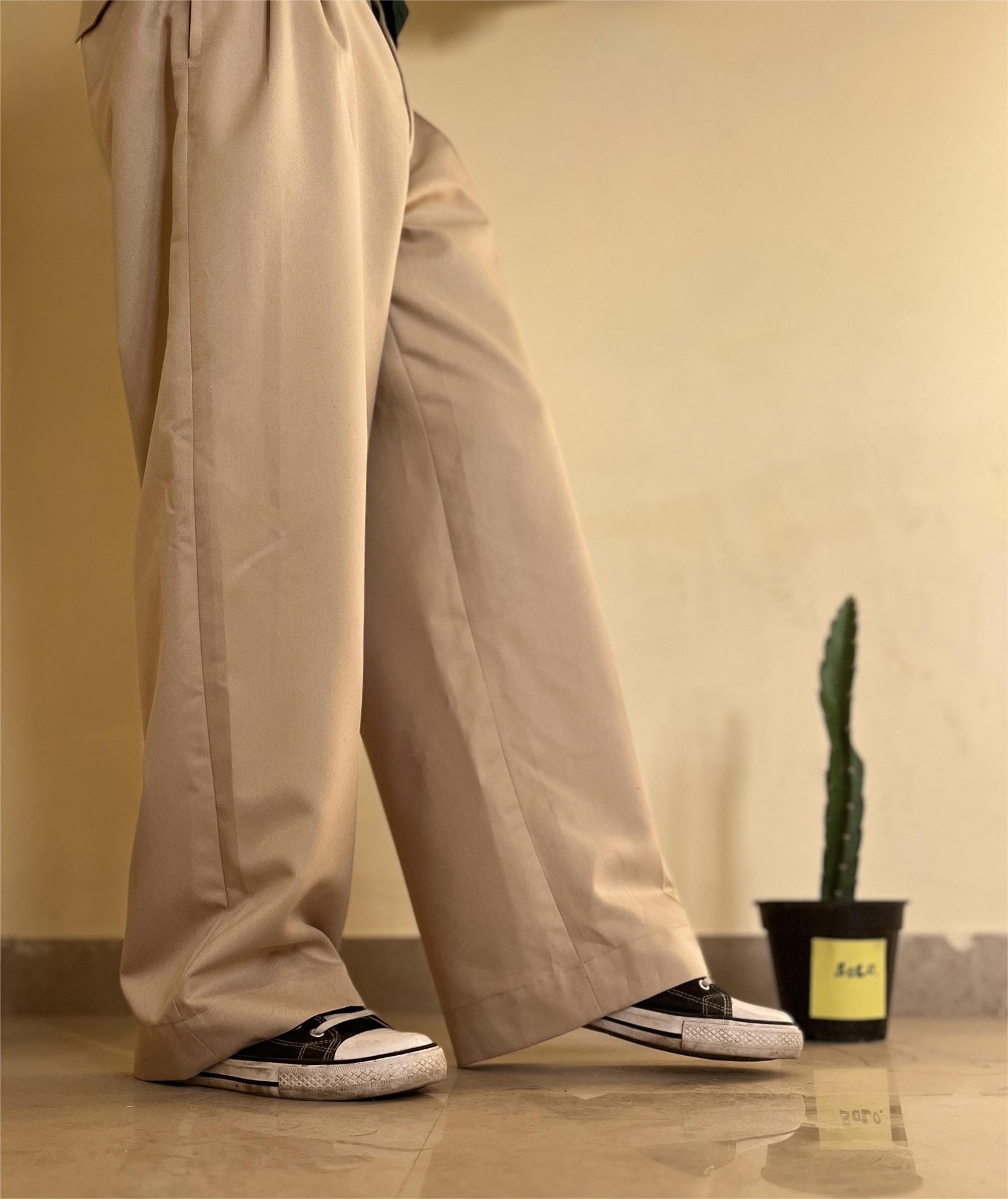 Indian Manufacturer | Tailored Wide-Leg Trousers – Beige | Premium Cotton Pants at Wholesale Prices