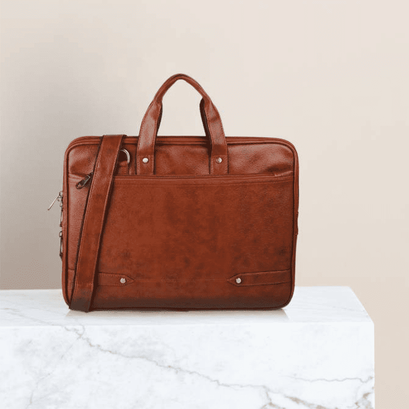 Unisex Faux Leather Premium Zipper Casual Laptop Bag