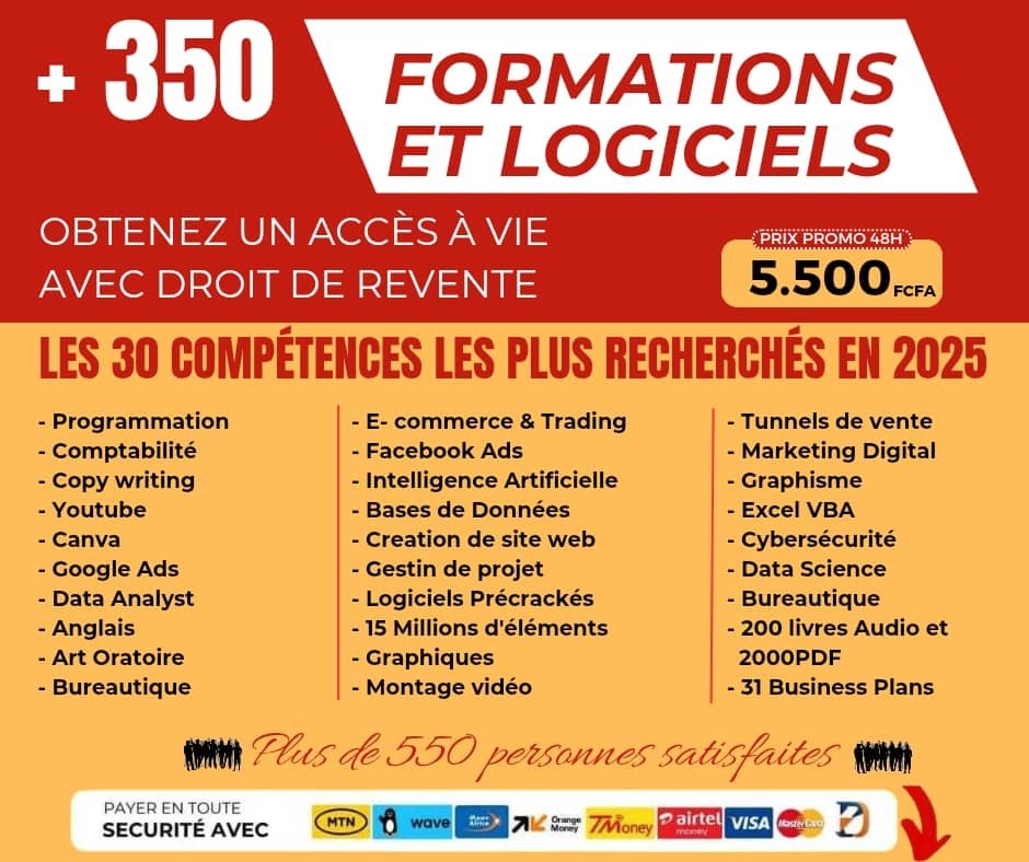 350 formations et logiciels avec droit de revente