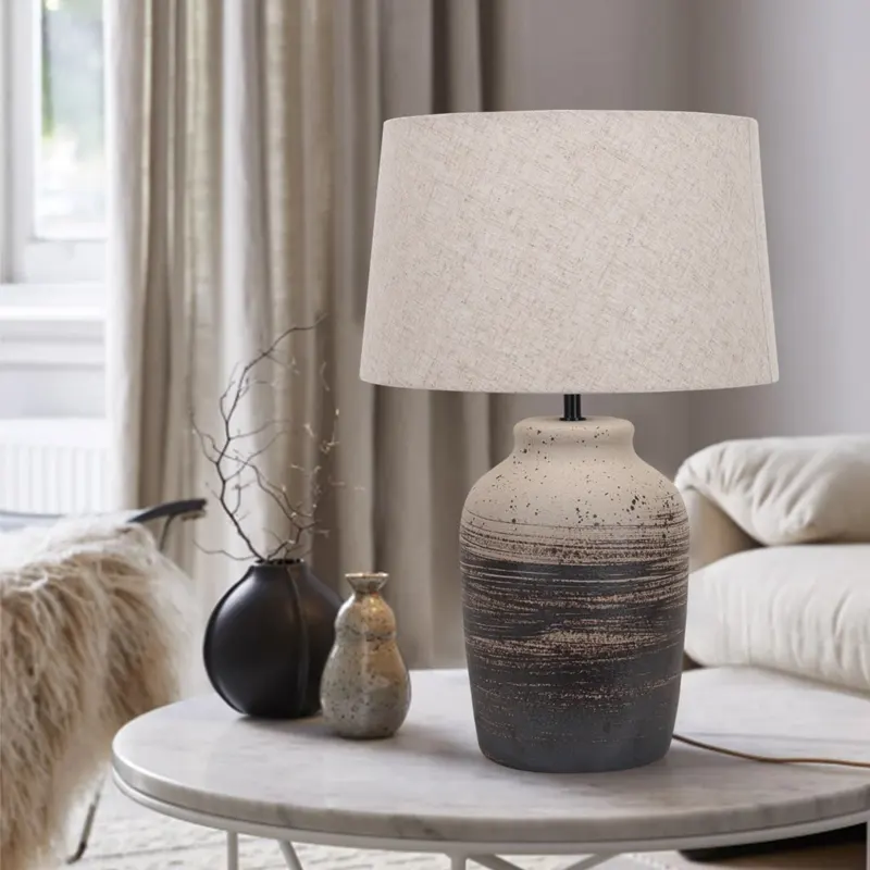 Ceramic Table Lamp with Fabric Shade