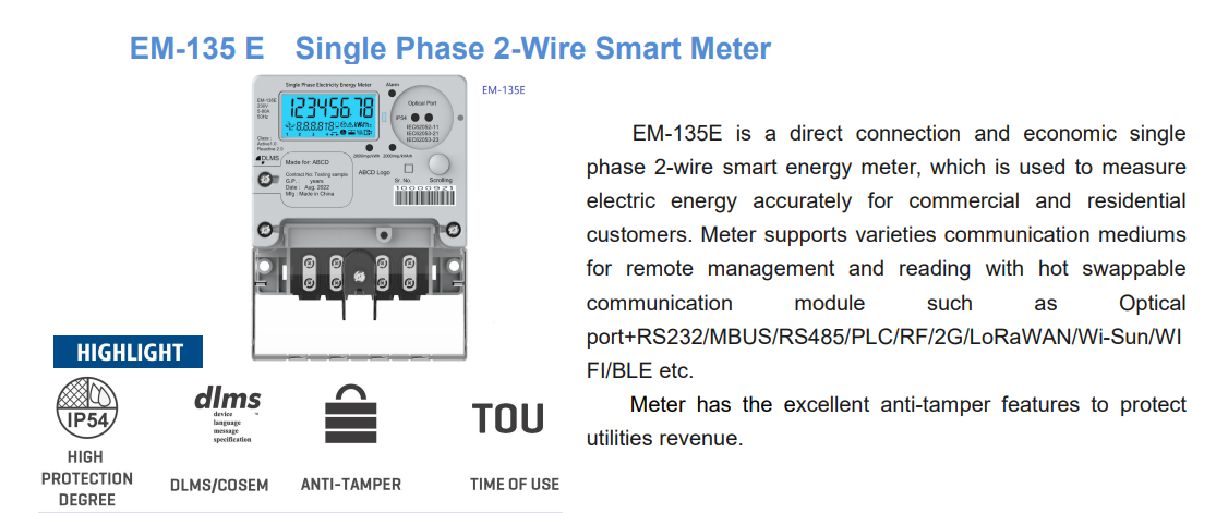 Single Phase Smart Energy Meters
