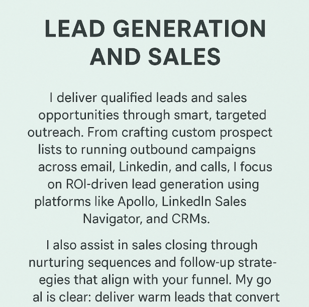 Lead Generation and Sales