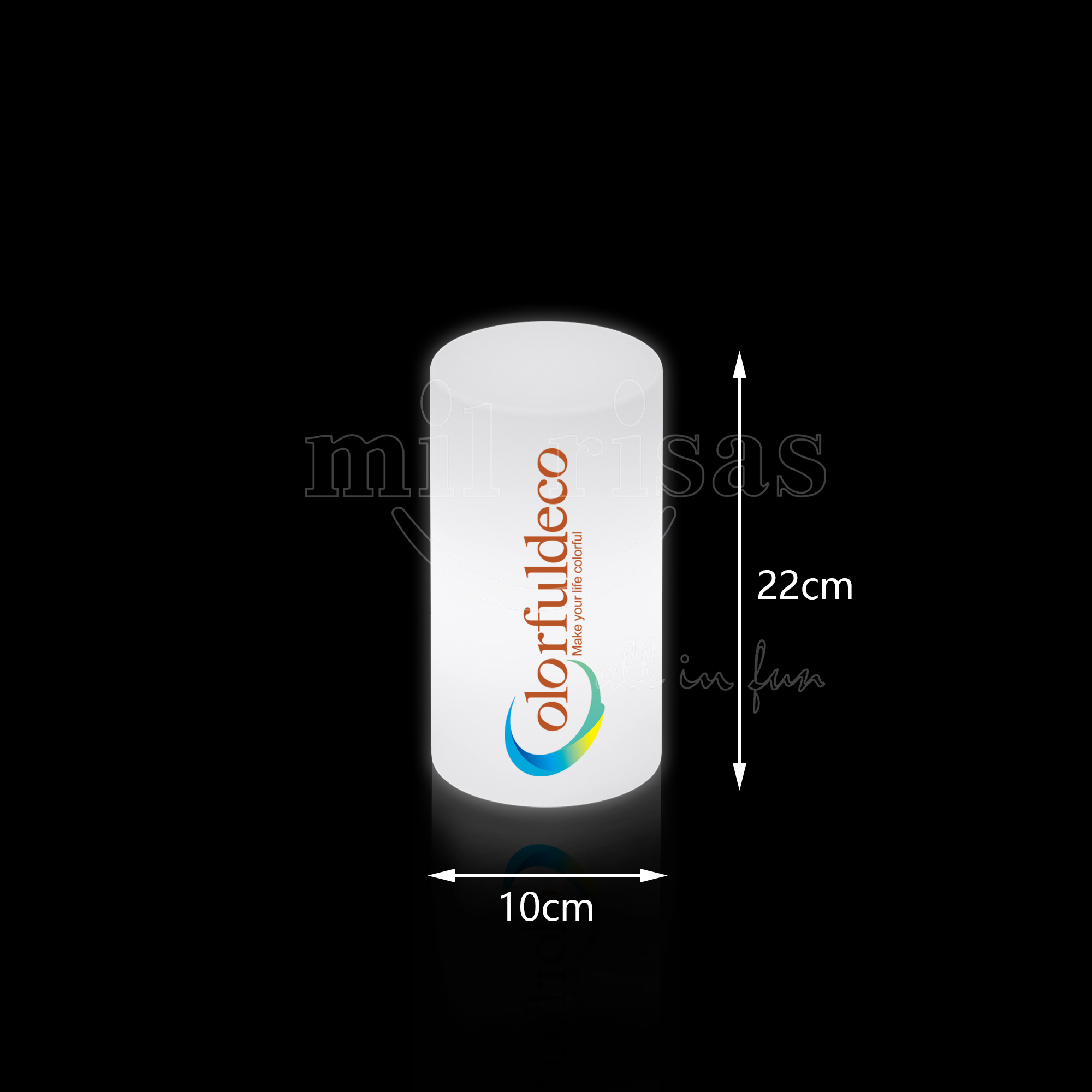 Cylindrical Glow in the Dark Centerpieces Personalized Lamp