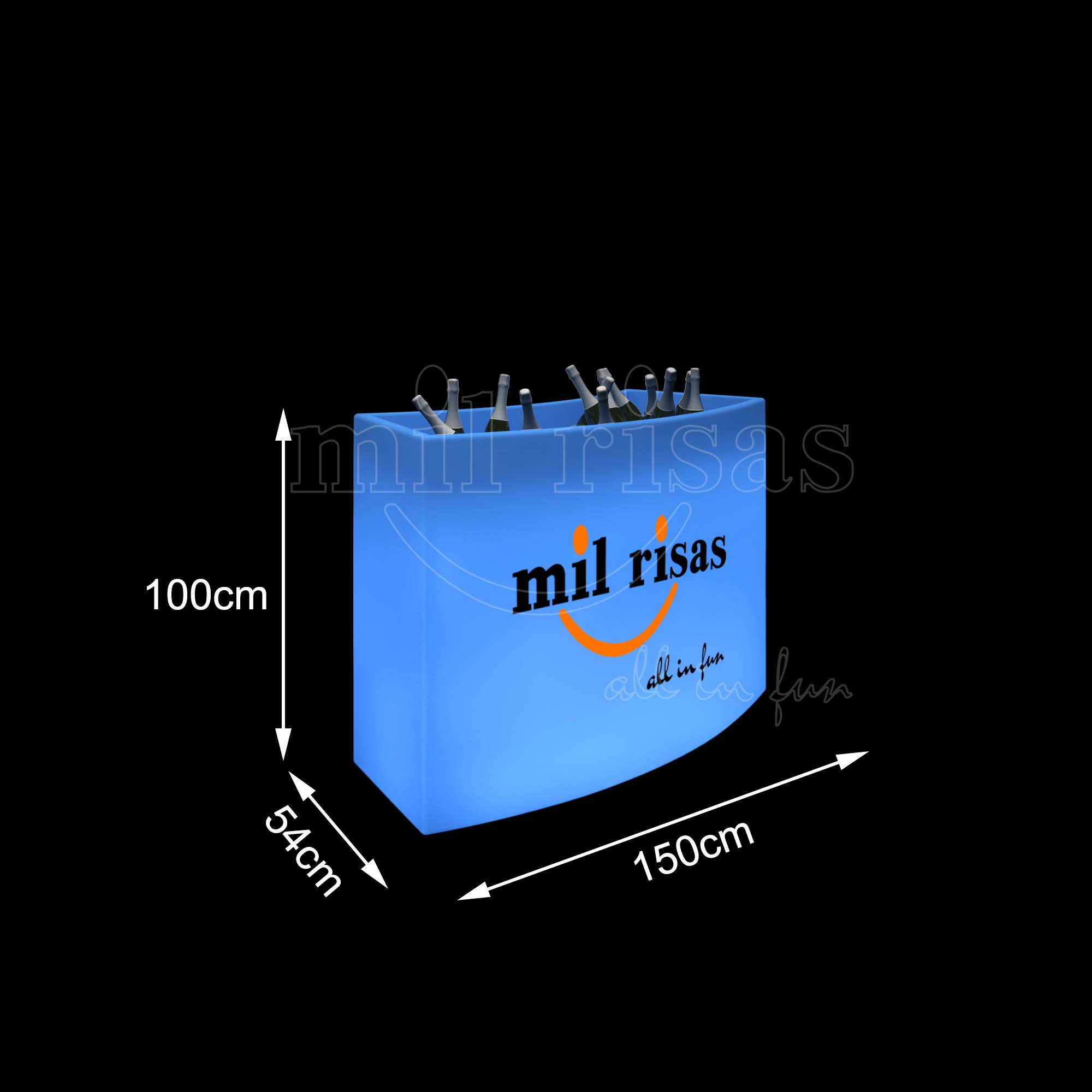 Made-to-Order LED Illuminated Curved Bar