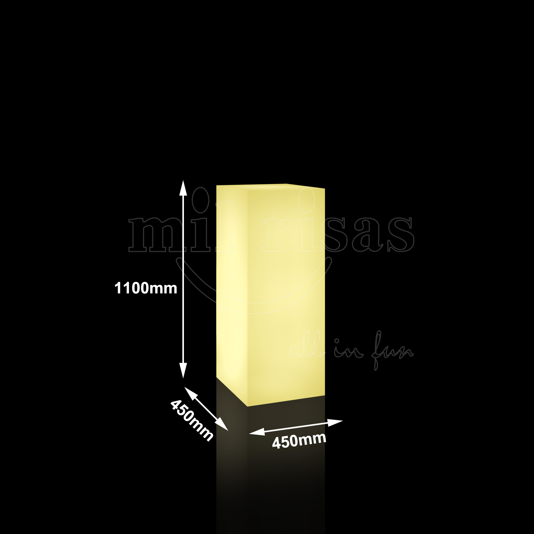 Battery Powered LED Floor Lamp Outdoor Square Column Light