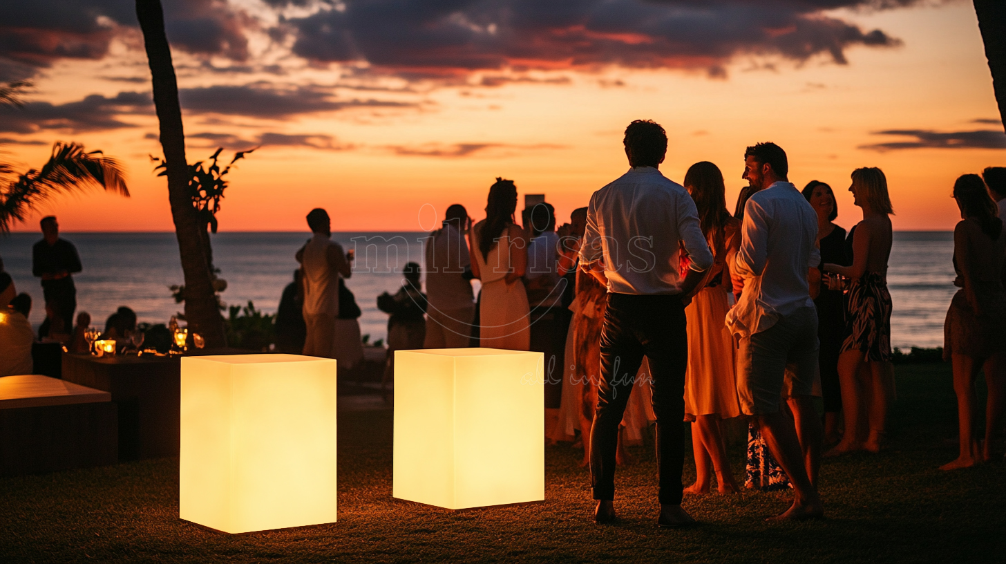 Battery Powered LED Floor Lamp Outdoor Square Column Light