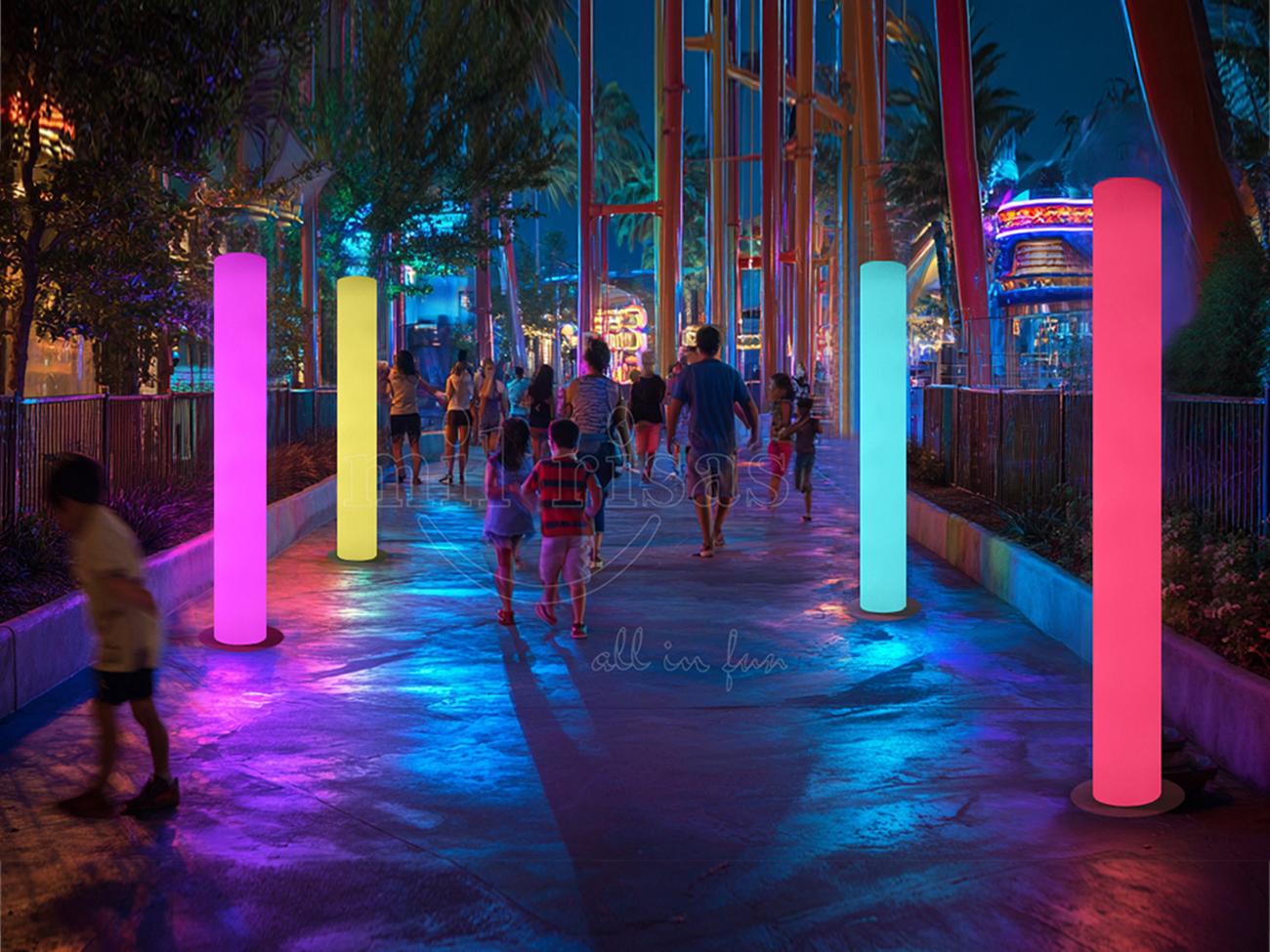 LED Battery Floor Lamp Rechargeable Cylindrical Lights Outdoor