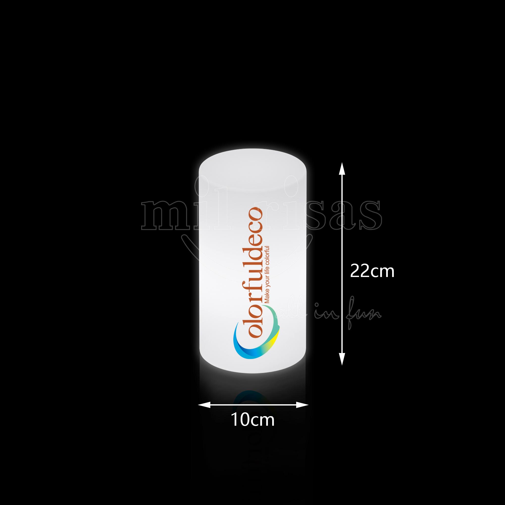 Cylindrical Glow in the Dark Centerpieces Personalized Lamp