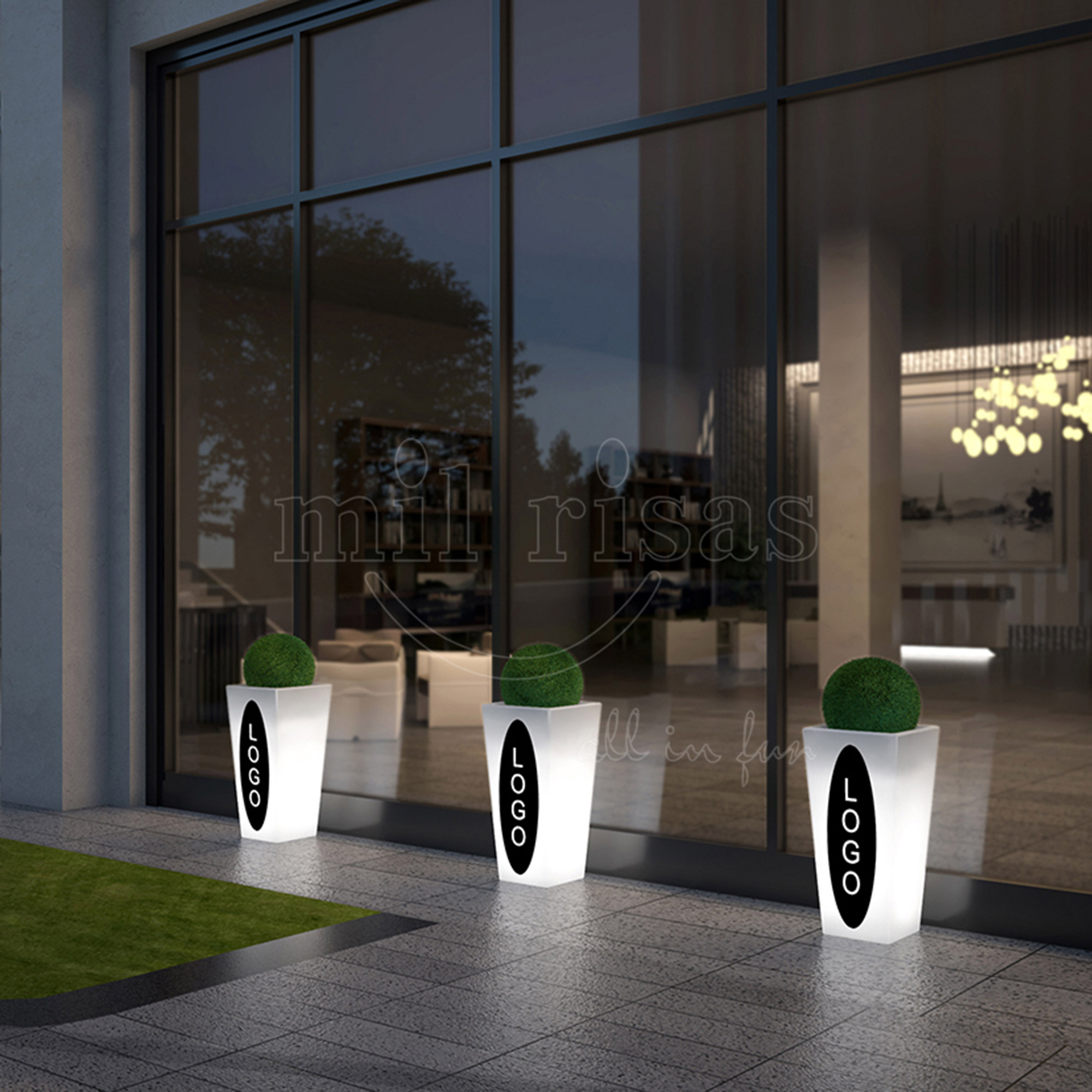 Customized Illuminated Floor Planter
