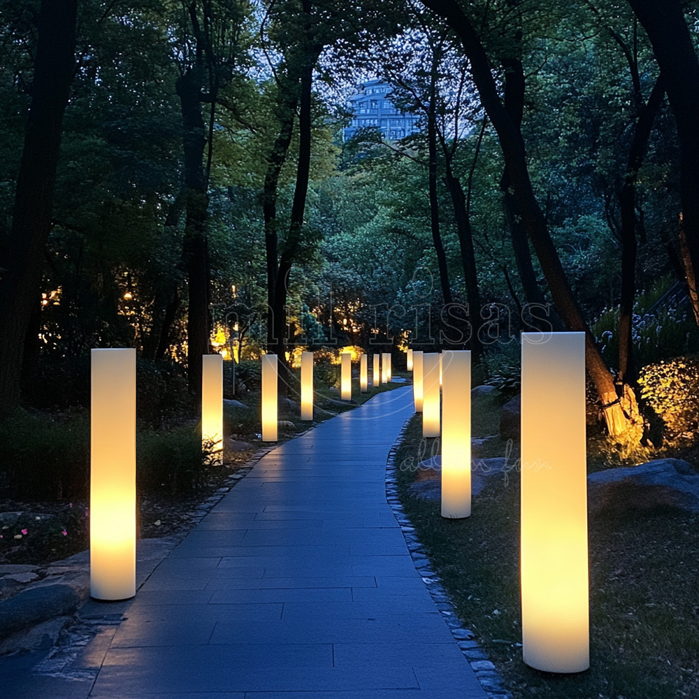 LED Battery Floor Lamp Rechargeable Cylindrical Lights Outdoor