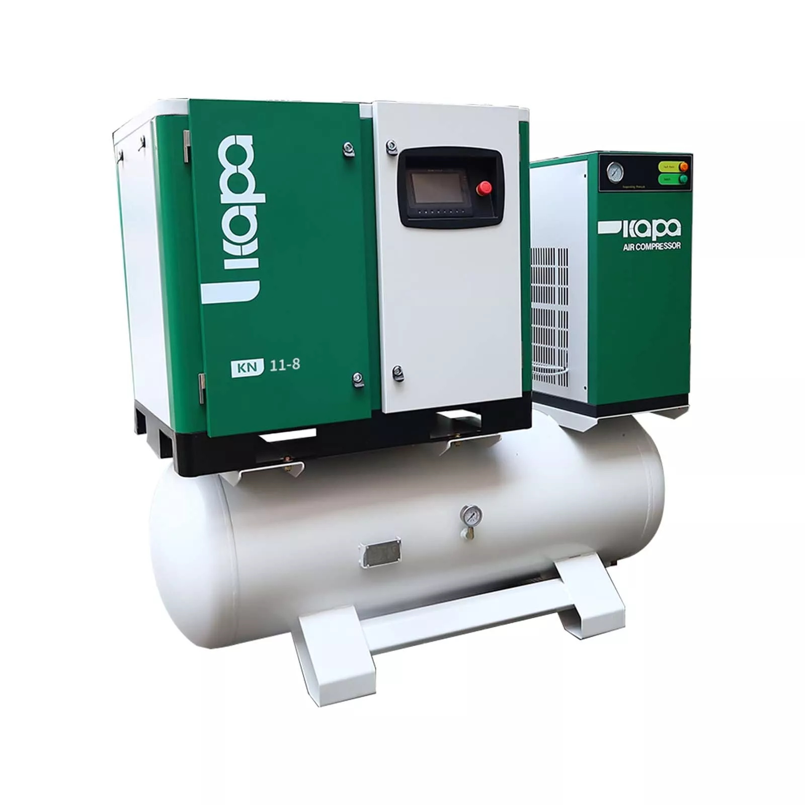 KAPA KN 11-8 11KW/15HP Industrial Rotary Air compressor 220V 22CFM 116psi 4 in 1 Rotary Screw Air Compressor for manufacturing production with air dryer,air storage tank, filter
