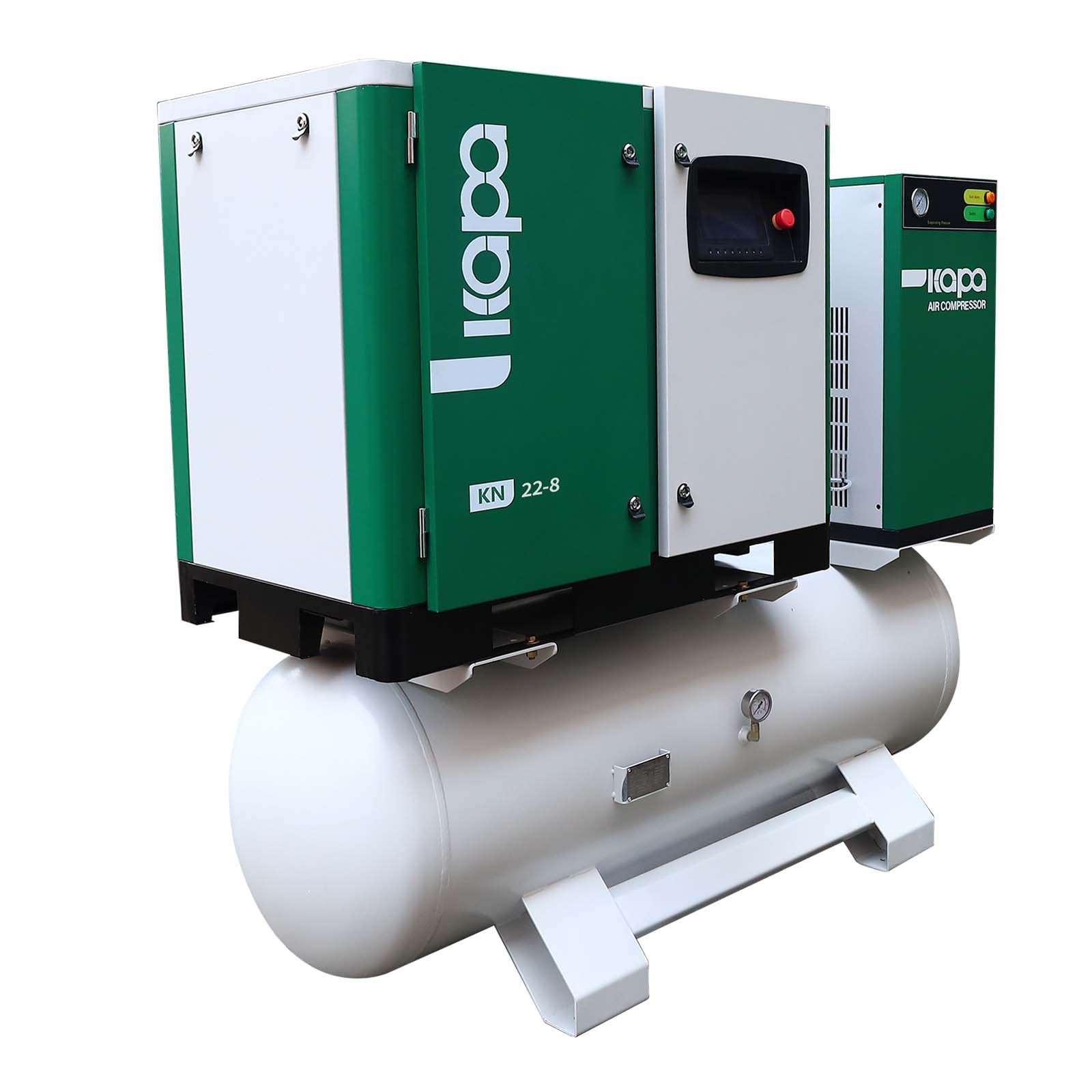 KAPA KN 22-8 22KW/30HP Rotary Air compressor 220V 123CFM 116psi 4 in 1 industrial air compressor for manufacturing production with Air Dryer,Air storage tank,Air compressor,Filter
