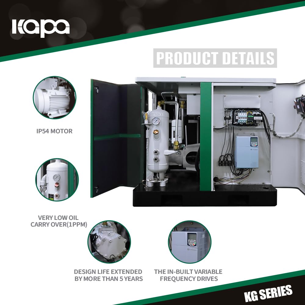 KAPA KG Series 5.5KW/7.5HP Rotary Screw Air Compressor Electrical Phase: 3hp 480V Stationary Air Compressor Suitable for small factories in the auto repair industry