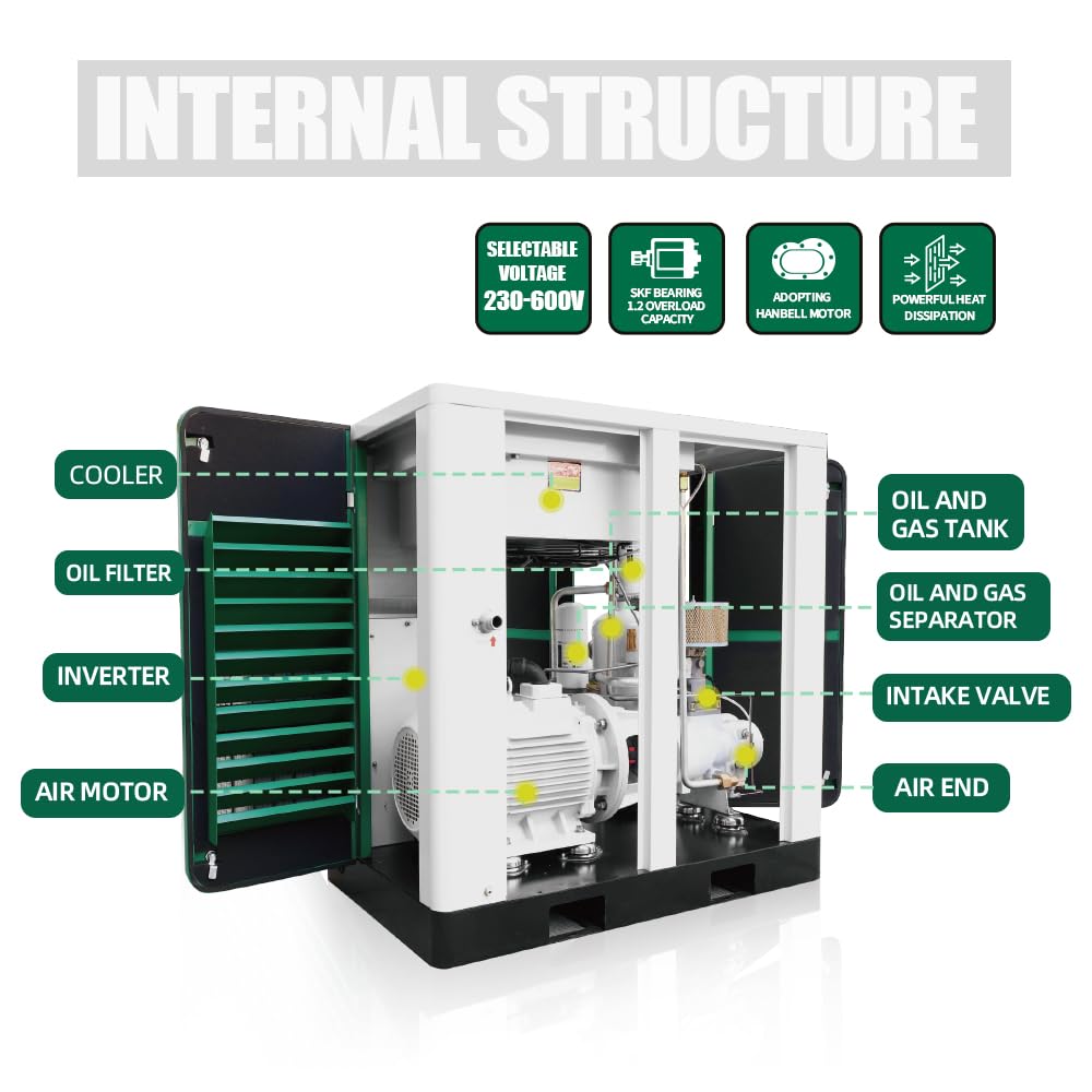 KAPA KG Series 5.5KW/7.5HP Rotary Screw Air Compressor Electrical Phase: 3hp 480V Stationary Air Compressor Suitable for small factories in the auto repair industry