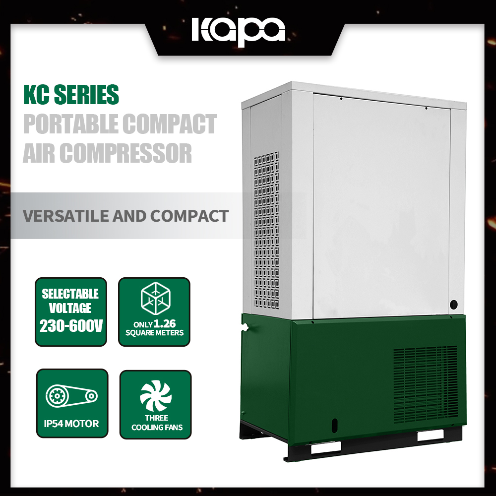 KAPA KC7.5-8 7.5KW /10HP Stationary air compressors 116 PSI 37.43 CFM 4-in-one VSD Industrial Air Compressor Belt-Driven Compact Design for Small Spaces