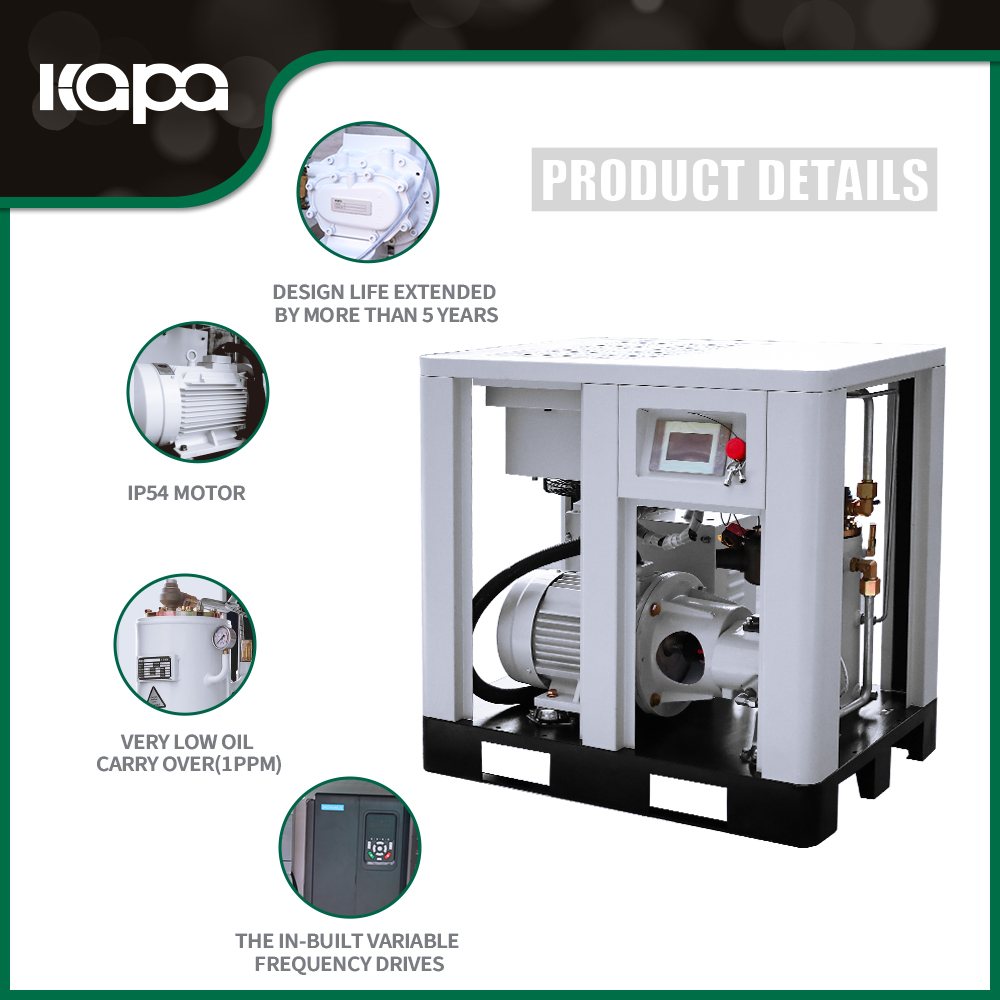 KAPA KQ 10HP/7.5KW Rotary Screw Air Compressor Electrical Phase: 3hp 220V Industrial Screw air Compressors for manufacturing and auto repair industries