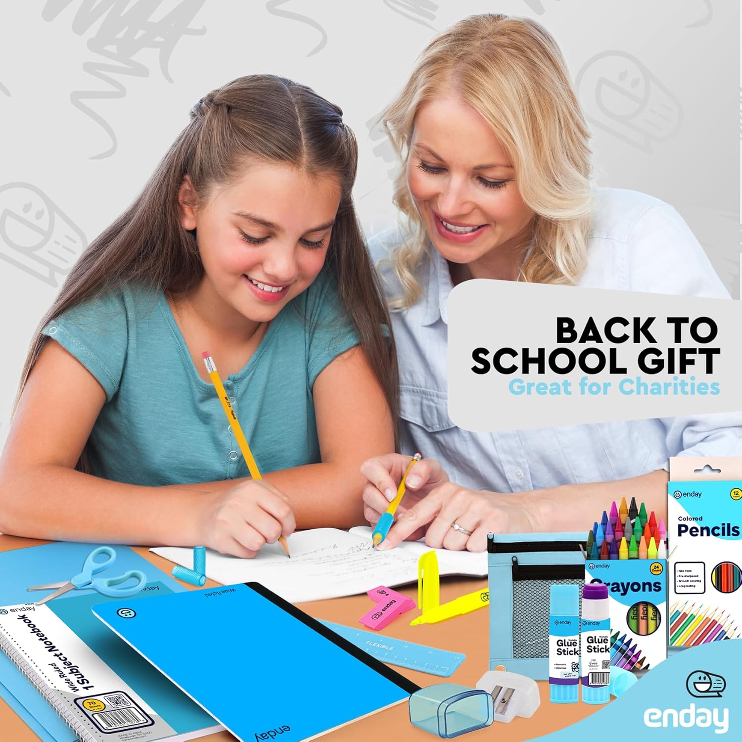 Enday Back to School Supplies for Kids, Blue School Supply Box Grades K-5, Premium Quality Kids School Supplies Kit, Kindergarten School Supplies for Girls and Boys, 78 Piece Set